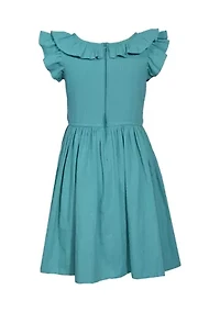 Girls 7-16 Smocked Bodice Textured Dress
