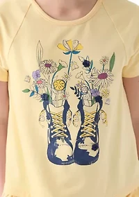 Girls 7-16 Graphic T-Shirt and Ruffle Flare Jeans Set