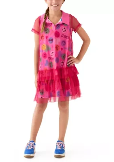 Girls 7-16 Emoji Overlay Dress
