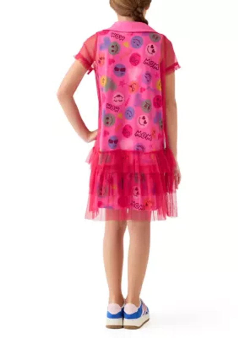Girls 7-16 Emoji Overlay Dress