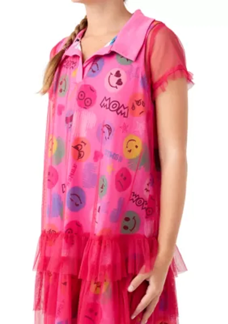 Girls 7-16 Emoji Overlay Dress