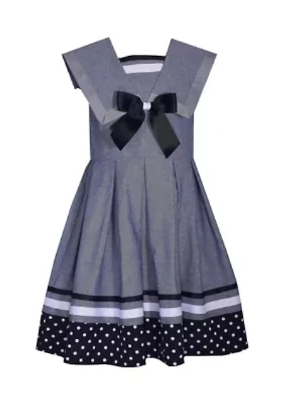 Girls 4-6x Sleeveless Nautical Chambray Dress