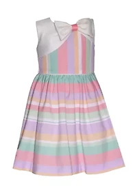 Girls 7-16 Stripe Asymmetrical Popover Linen Dress