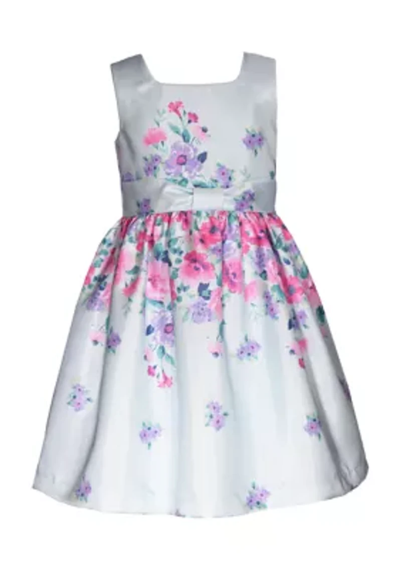 Girls 4-6x Shantung Floral Printed Dress and Cardigan