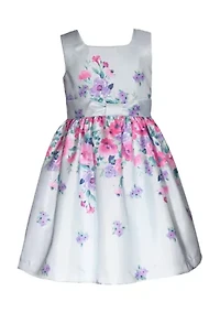 Girls 4-6x Shantung Floral Printed Dress and Cardigan