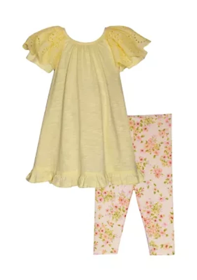 Girls 4-6x Knit Top and Floral Printed Leggings Set