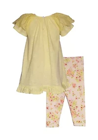 Girls 4-6x Knit Top and Floral Printed Leggings Set