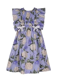 Girls 4-6x Hydrangea Pinafore Printed Dress