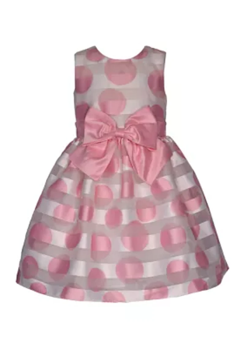 Girls 7-16 Pink Dot Shadow Stripe Dress