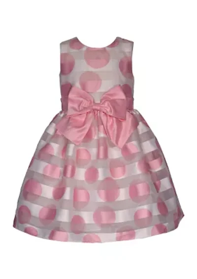 Girls 7-16 Pink Dot Shadow Stripe Dress