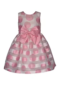 Girls 7-16 Pink Dot Shadow Stripe Dress