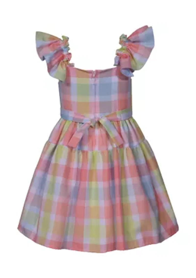 Girls 4-6x Multi Plaid Linen Dress