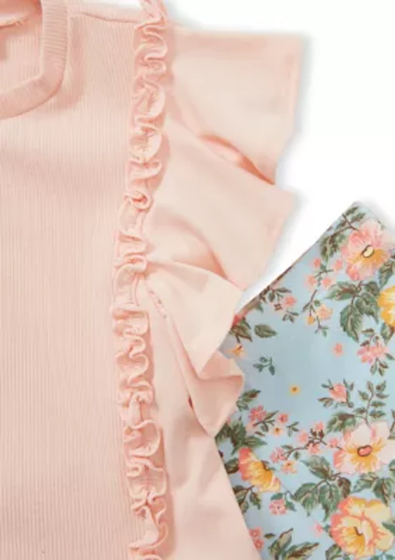 Girls 4-6x Ruffle Top and Floral Leggings Set