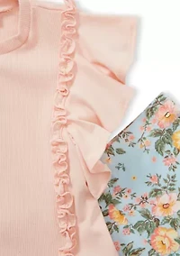 Girls 4-6x Ruffle Top and Floral Leggings Set