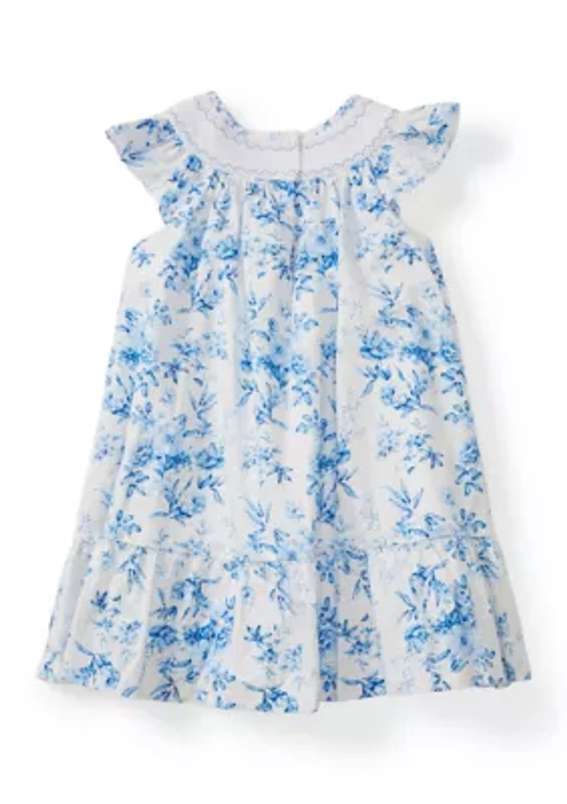Girls 4-6 Floral Smocked Bishop Dress