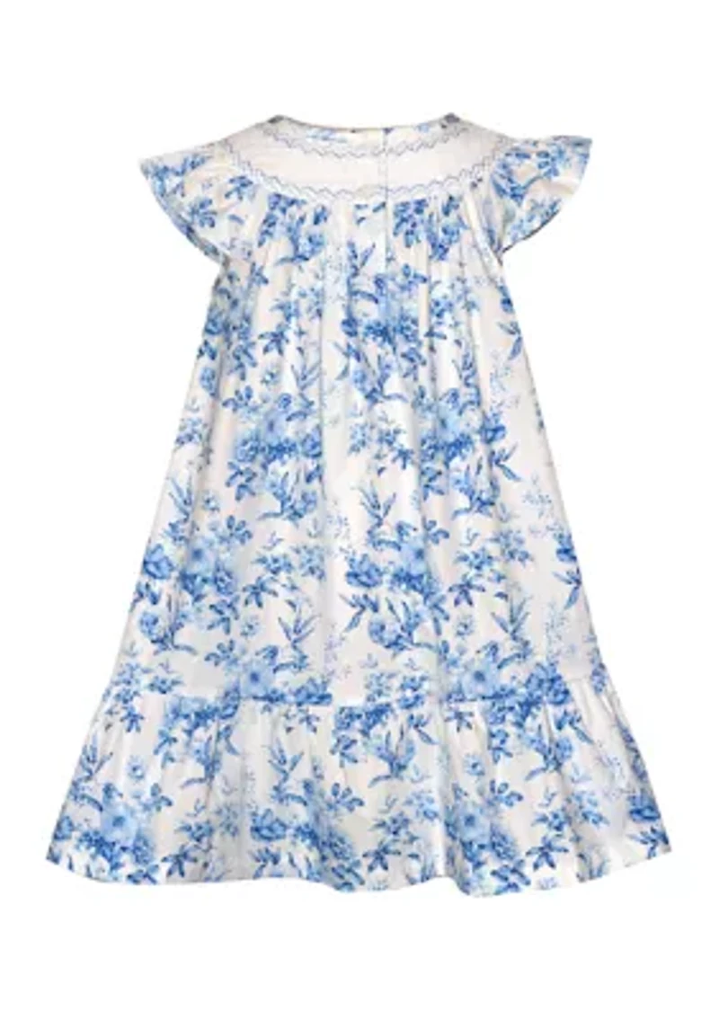 Girls 4-6 Floral Smocked Bishop Dress
