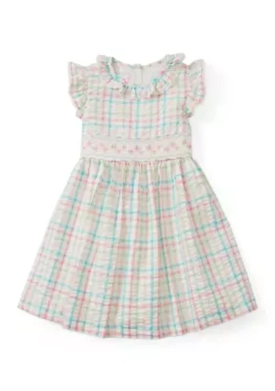 Girls 4-6 Check Print Smocked Dress