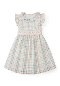 Girls 4-6 Check Print Smocked Dress