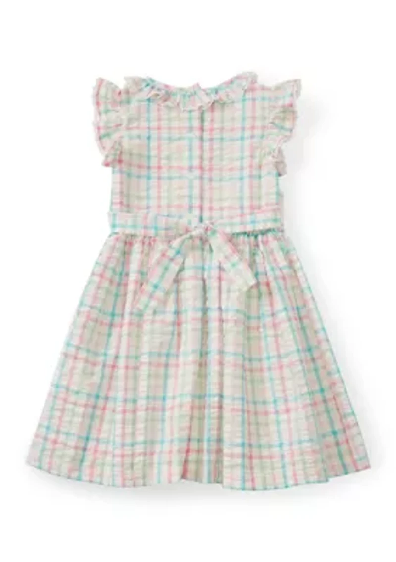 Girls 4-6 Check Print Smocked Dress