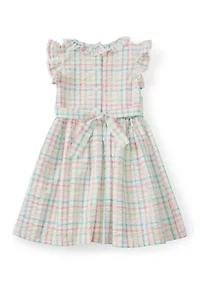 Girls 4-6 Check Print Smocked Dress