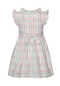Girls 4-6 Check Print Smocked Dress