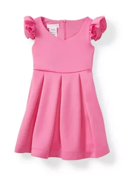 Girls 4-6 Rose Shoulder Scuba Dress