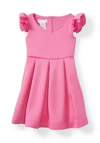 Girls 4-6 Rose Shoulder Scuba Dress