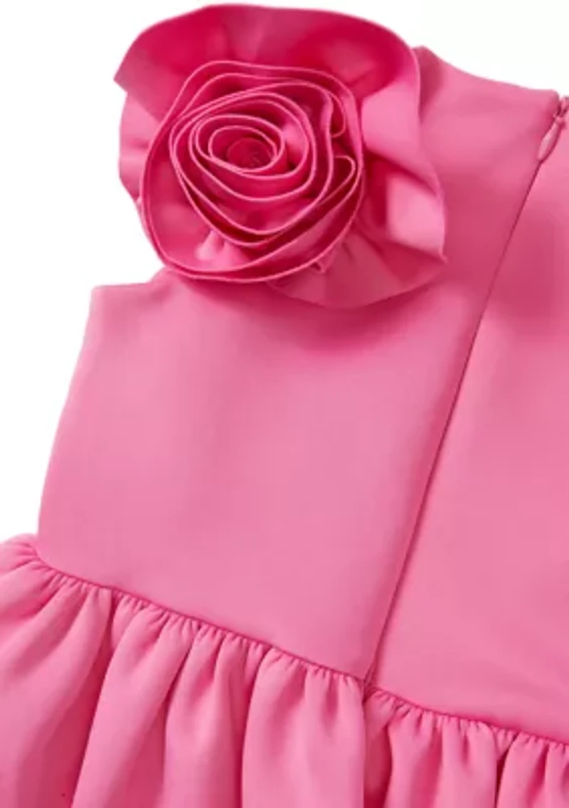 Girls 4-6 Rose Shoulder Scuba Dress