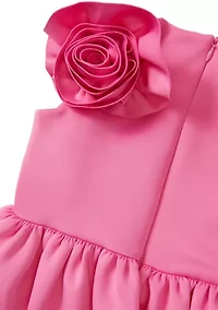 Girls 4-6 Rose Shoulder Scuba Dress