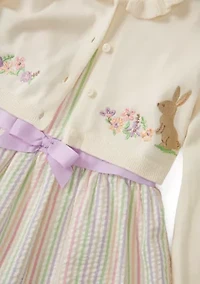 Girls 4-6 Seersucker Bunny Cardigan