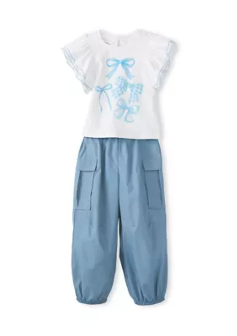 Girls 4-6x Bow Top and Joggers Set