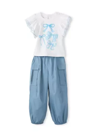 Girls 4-6x Bow Top and Joggers Set