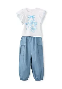 Girls 4-6x Bow Top and Joggers Set