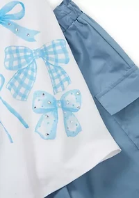 Girls 4-6x Bow Top and Joggers Set