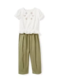 Girls 4-6 Embroidered Top and Joggers Set