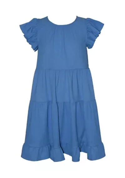 Girls 4-6x Ruffle Sleeve Tiered Knit Dress