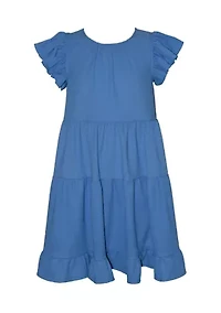 Girls 4-6x Ruffle Sleeve Tiered Knit Dress