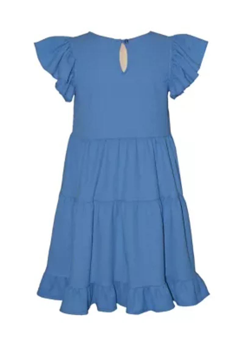 Girls 4-6x Ruffle Sleeve Tiered Knit Dress