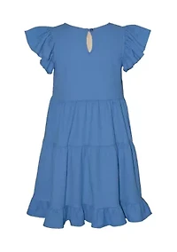 Girls 4-6x Ruffle Sleeve Tiered Knit Dress