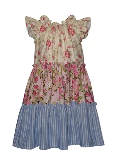Girls 4-6 Mixed Floral Tiered Dress