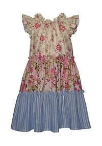 Girls 4-6 Mixed Floral Tiered Dress