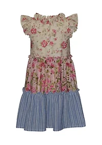 Girls 4-6 Mixed Floral Tiered Dress