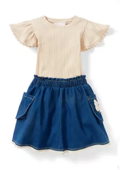 Girls 4-6 Top and Denim Skort Set