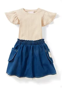 Girls 4-6 Top and Denim Skort Set