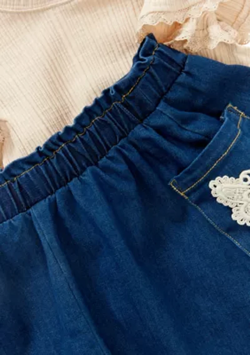 Girls 4-6 Top and Denim Skort Set
