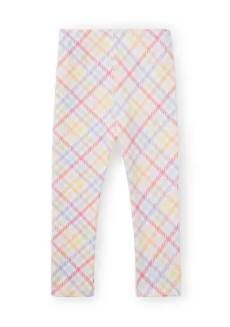 Girls 4-6x Sequin Bunny Top Plaid Legging