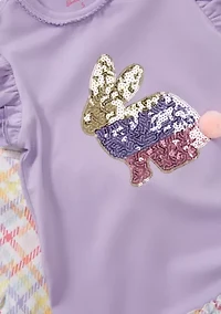 Girls 4-6x Sequin Bunny Top Plaid Legging