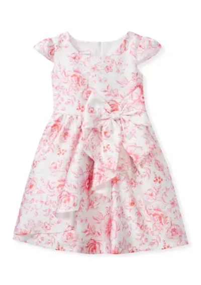 Girls 4-6 Toile Mikado Bow Waist Dress