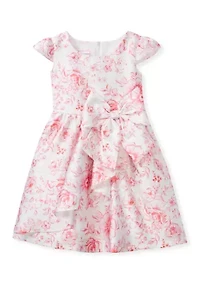 Girls 4-6 Toile Mikado Bow Waist Dress