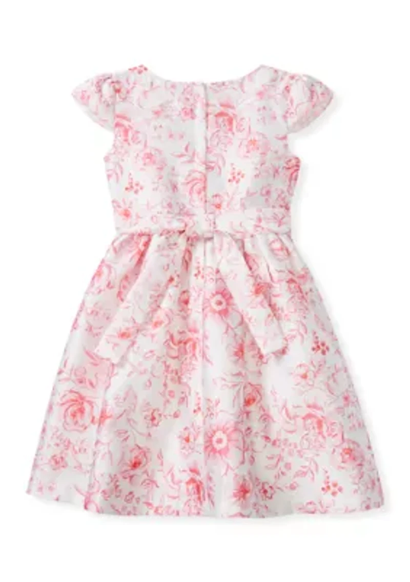 Girls 4-6 Toile Mikado Bow Waist Dress
